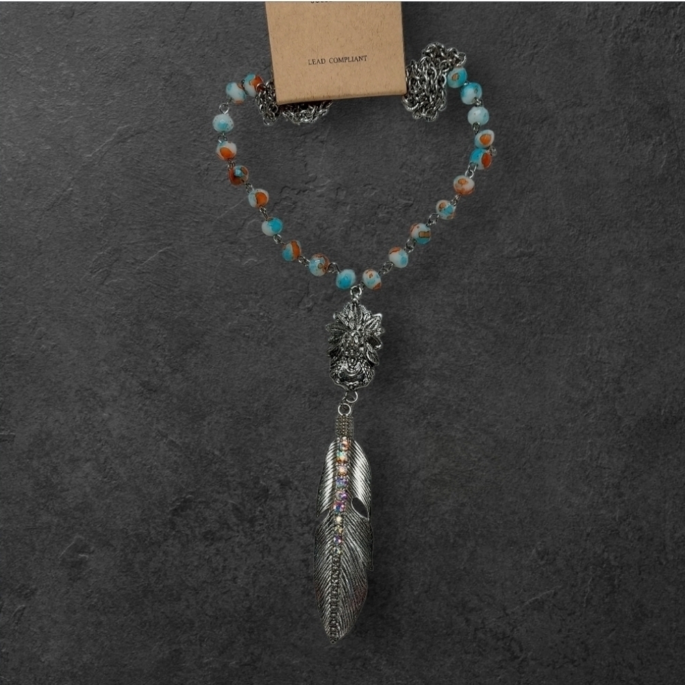 NWT Nadine West Bright Crystal Bead & Aurora Borealis Rhinestone Native Necklace